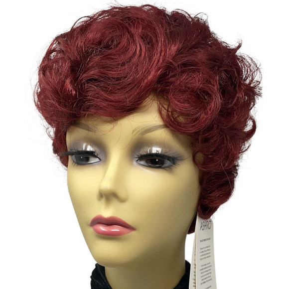 Dark Burgundy Wine Pixie Wig ASHRO Short Curly Synthetic Hair Women Teens NWT - Picture 8 of 10